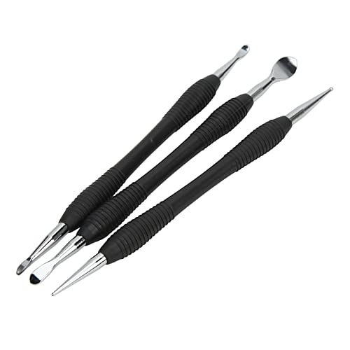 3PCS Leather Craft Modeling Tools Grooving Tools, Leather Embossing Spoons Leathercraft Modeling Carving Tools Kit, Leather Craft DIY Kit for Leather Press Rub/Edge Skiving