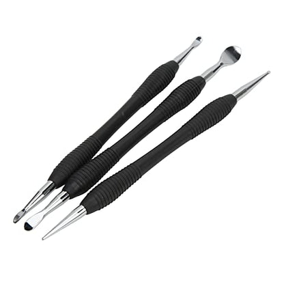 3PCS Leather Craft Modeling Tools Grooving Tools, Leather Embossing Spoons Leathercraft Modeling Carving Tools Kit, Leather Craft DIY Kit for Leather Press Rub/Edge Skiving