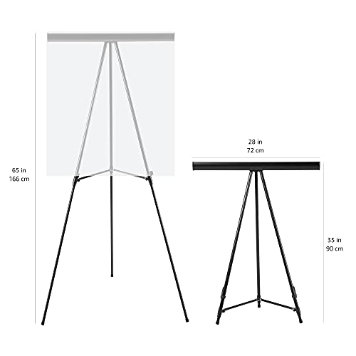 Amazon Basics Height Adjustable Aluminum Flipchart Easel Stand, Portable, for Whiteboard, Flip Chart, Poster Boards, Paper Pads and Signage, 35 x 2 x 28 Inches, Black - style: Lightweight Board Easel