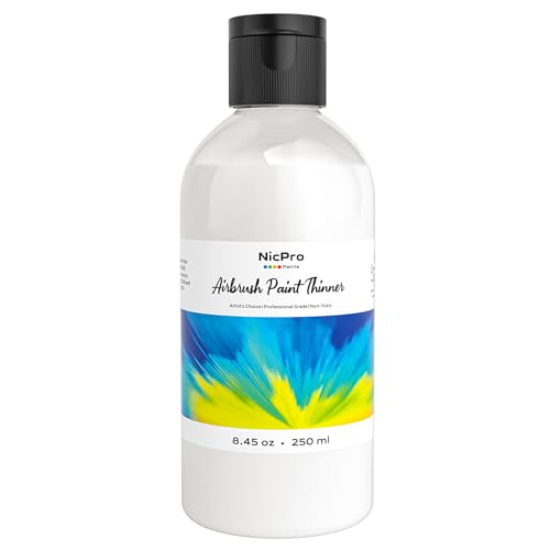 Nicpro Professional Airbrush Thinner, 8.45 oz Bottle Airbrush Paint Thinner | for Acrylic Paints, Water-Based Air Brush Fluid Medium, Improves Acrylic Paint Flow for Model Wood Canvas Metal Plastic - size: 8.45 Fl Oz (Pack of 1)