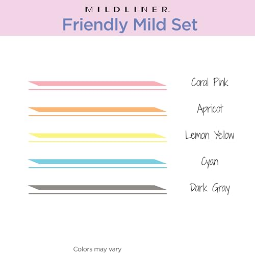 Zebra Pen MILDLINER No Bleed Highlighter, Friendly Colors, Dual Tip, 5-Pack - color: Friendly A