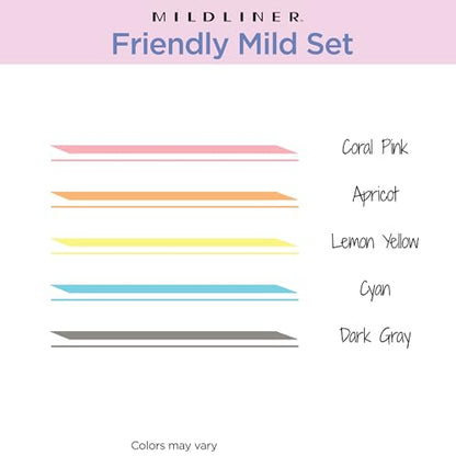 Zebra Pen MILDLINER No Bleed Highlighter, Friendly Colors, Dual Tip, 5-Pack - color: Friendly A