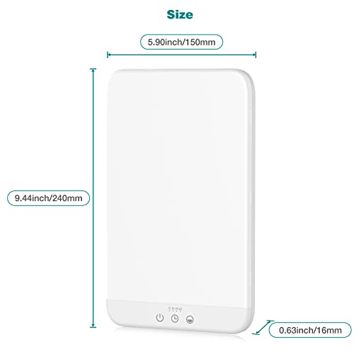 Light Therapy Lamp, Ultra-Thin UV-Free 10000 Lux Therapy Light, Timer Function, Adjustable Brightness Levels, Two Color Temperature, 90° Rotatable Stand for a Happy Life