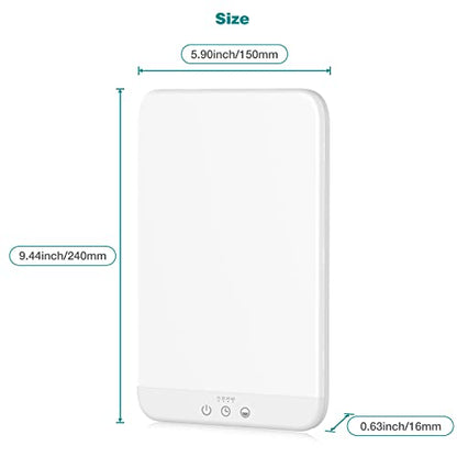 Light Therapy Lamp, Ultra-Thin UV-Free 10000 Lux Therapy Light, Timer Function, Adjustable Brightness Levels, Two Color Temperature, 90° Rotatable Stand for a Happy Life