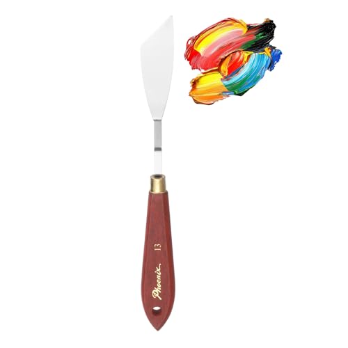 MECCANIXITY Pack of 1 Palette Knife No.13, 8.4" Long Palette Knives with Stainless Steel Flexible Spatula Pallet Knife and Wood Handle for Scraping, Mixing, Oil Acrylic Painting Canvas - style: No.13