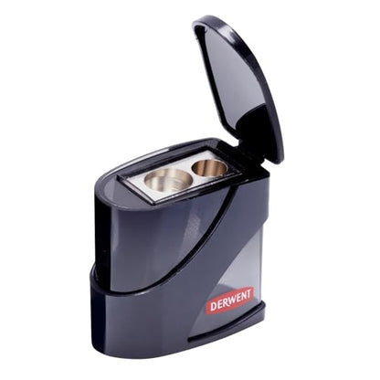Derwent Twin Hole Pencil Sharpener, Black, 11.5mm & 8.25mm