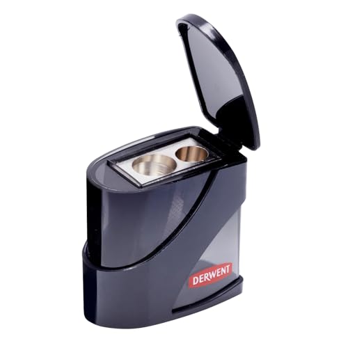 Derwent Twin Hole Pencil Sharpener, Black, 11.5mm & 8.25mm