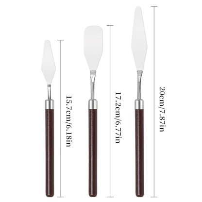 Palette Knife Set, 3Pcs Stainless Steel Painting Knife with Wood Handle, Metal Artist Knife for Oil, Canvas, Acrylic Painting, Spatula Pallet Knife for Color Mixing,Spreading - color: 3pcs Palette Knife