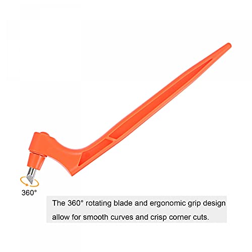 uxcell Craft Cutting Tools, 360 Degree Rotating Blades Stainless Steel Cutter with 15 30 45 Degree Blade for DIY Crafts Stencils Scrapbooks, Orange - color: Orange