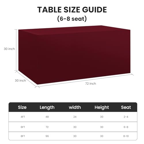 Ascoza 2 Pack Fitted Tablecloth for 6 Foot Rectangle 72 x 30 Inch Burgundy Table Covers Water Resistant Polyester Cloth for Folding, Parties,Display, Trade Show (Burgundy) - color: Burgundy, size: 6FT