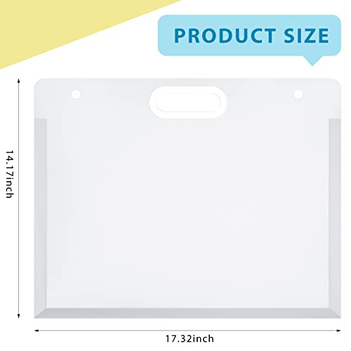 Chinco 2 Pcs Plastic Art Portfolio Bag for Kids 17.32 x 14.17 Inches Art Portfolio Folder for Artwork Case with Handles Waterproof Storage Case for Kids Teachers Drawing Artwork Keepsakes Poster