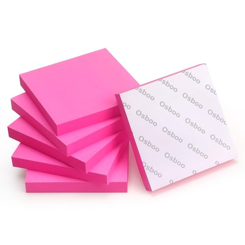 OSBOO Sticky Notes 3x3 with Bright Colors, 6 Pads 100 Sheets/Pad (Rose Red) | Bright Rose Red Self-Stick Notes Pads, 600 Sheets Total, Easy to Stick and Remove, Perfect for Office, School and Home - color: Red