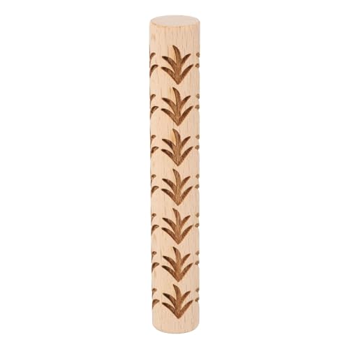 HARFINGTON Wood Clay Roller 4" Grass Pattern Rolling Pins Wood Rollers Pottery Tools Wood Grain Texture Rollers for Clay Baking Dough Playdough DIY - style: Grass