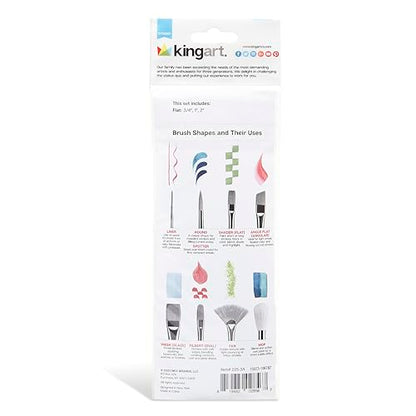 KINGART 3-Piece Paint Brushes, Acrylic Painting Brush Set, Watercolor Brushes, Acrylic Brushes for Oil Watercolor, Nail Miniature Detailing, and Rock Painting