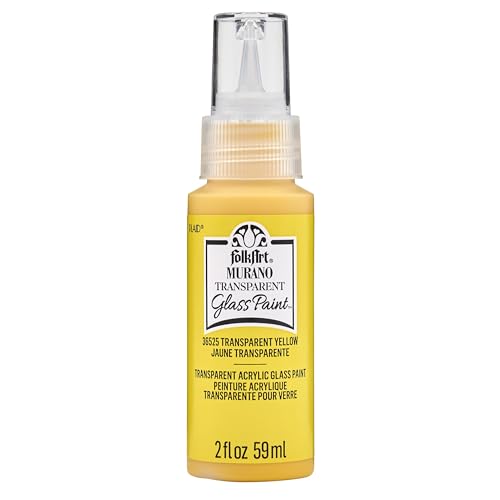 FolkArt Murano Transparent Acrylic Glass Paint, Yellow, Perfect for Indoor and Outdoor Arts and Crafts Projects, 2 fl oz, 36525 - color: Transparent Yellow, style: Transparent