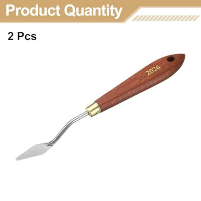 HARFINGTON 2pcs Palette Knife Painting Tool 1.38" x 0.59" Stainless Steel Teardrop Blade 7.09" Length Spatula Painting Pallet Knives with Hole Beech Wood Handle for Acrylic Canvas, Red/Silver - size: 7.09" x 0.59" x 1.38"