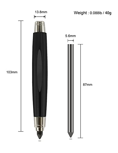 WSD Sketch Up 5.6mm Mechanical Pencil Mechanical Clutch with Built Sharpener (Black) - color: black