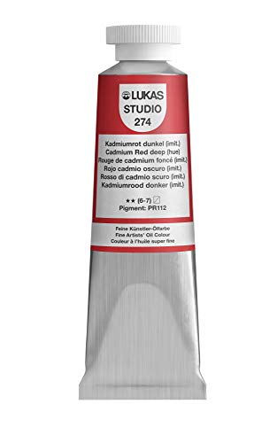 LUKAS Studio Artist Oil Color Paints - High-pigment oil paint made with natural binder for artist, painting, & more! - [Cadmium Red Deep Hue - 37 mL] - color: Cadmium Red Deep Hue, size: 1.25 Fl Oz (Pack of 1)
