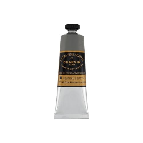 Charvin Extra Fine Professional Artist Acrylic Paint Colors, Nature Themed Hues, 60ml Neutral Grey 5