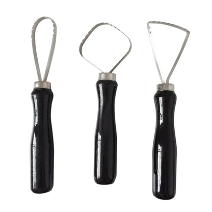 3pcs Sculpture Scraper Knife Carved Sludge Shaper Ceramic Pottery Clay Trimming Big Loop Tools Set
