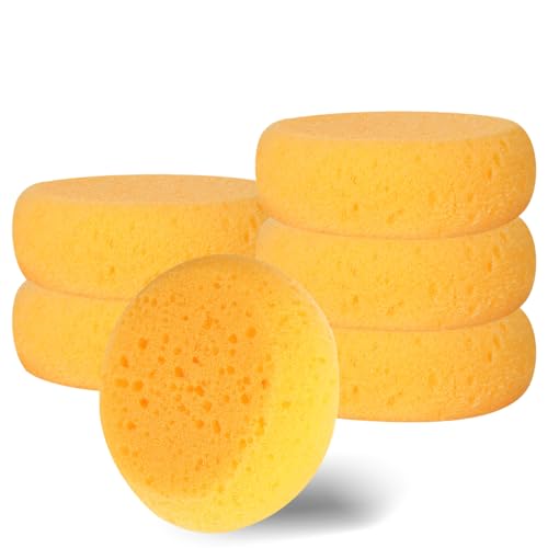 6Pcs Pottery Sponges for Clay, 2.5inch Round Craft Small Yellow Painting Sponge, Synthetic Sponges for Pottery and Cleaning Horse Saddle, Watercolors Painting Sponge, Pottery Tools and Supplies