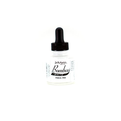 Dr. Ph. Martin's Bombay India Ink (8BY) Ink Bottle, 1.0 oz, White, 1 Bottle