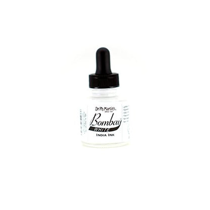 Dr. Ph. Martin's Bombay India Ink (8BY) Ink Bottle, 1.0 oz, White, 1 Bottle