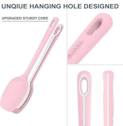 ChefAide 5 Pieces Silicone Spatula Set, Food Grade Rubber Spatula, Upgrade Strong Handle with Ergonomic Grip, Heat Resistant Up to 600°F for Nonstick Cookware, Cooking - color: Pink, size: 5 pieces