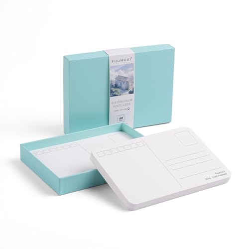 Fuumuui 40 Cards Watercolor Postcards Blank 4 x 6 inch, 140lb/300gsm, 100% Cotton Cold-Pressed Art Paper for Painting, DIY, Mailing, Invitations, Greeting Cards - size: 4×6 in