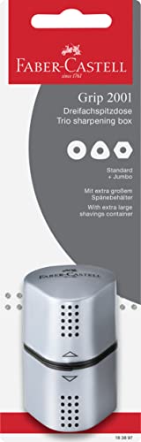 Faber-Castell Grip Trio Pencil Sharpener: Silver - style: Silver