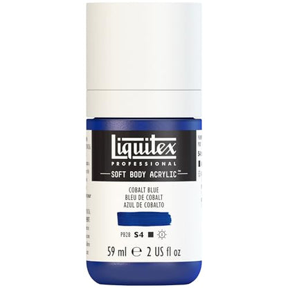 Liquitex Soft Body Acrylic Paint, 2-oz Bottle, Cobalt Blue | Low Viscosity, Highly Pigmented, Satin Finish, Retains Subtle Brush Strokes, Great Surface Coverage, Highly Versatile - color: Cobalt Blue, style: 2-oz Bottle