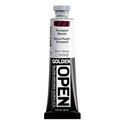 GOLDEN OPEN Slow-Drying Acrylics, Permanent Maroon, 2 fl. oz. Tube - color: Permanent Maroon, size: 2 Fl Oz (Pack of 1)