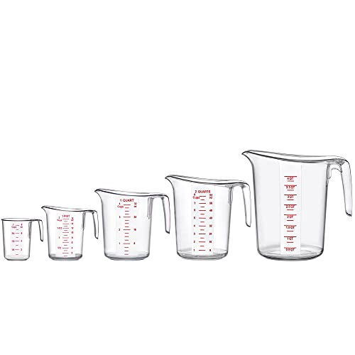 Melissa - Plastic Measuring Cups (5-Piece Set), Food-Grade Measuring Jugs, 1/2/4/8/16-Cup Capacity, Unbreakable, Stackable, Dishwasher-Safe, Great for Oil, Vinegar, Flour, and More - style: 5-Piece Set (1/2/4/8/16-Cup)