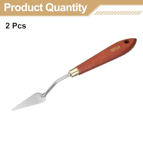 HARFINGTON 2pcs Palette Knife Painting Tool 1.97" x 0.79" Stainless Steel Teardrop Blade 7.87" Length Spatula Painting Pallet Knives with Hole Beech Wood Handle for Acrylic Canvas, Red/Silver - size: 7.87" x 0.79" x 1.97"