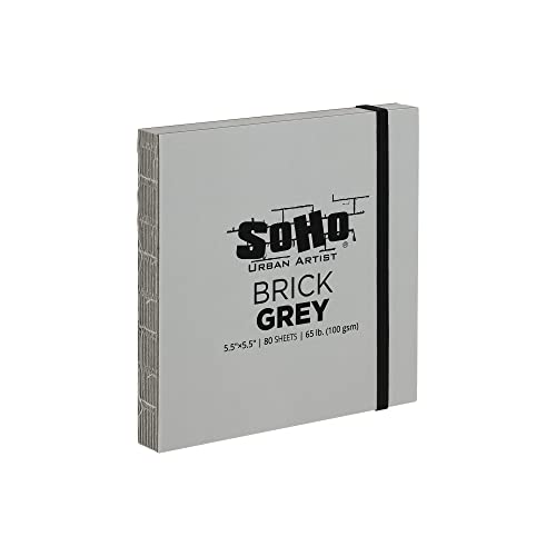 SoHo Urban Artist Brick Sketchbook Journals for Sketching, Drawing, Colored Pencils, Graphite, and More - Grey 5.5"x5.5" (100 GSM, 80 Sheets) - 2 Pack - color: Grey, size: 5.5 x 5.5in