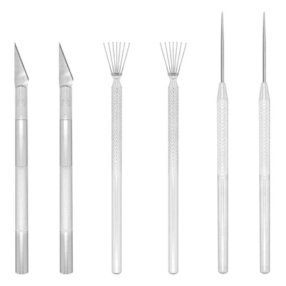 3 in 1 Clay Needle Tools Sculpting Ceramics Pottery Carving Tools for Model Clay Supplies, Ceramic & Pottery Tool Includes Sculpture Feather Pin Carving Knife Needle Texture Tool,6PCS Total,LXLVOUEG - size: 5.5 inch-PinKnNe-6P