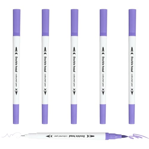 PATIKIL 6Pack Dual Brush Markers, Light Purple Watercolor Fine and Brush Tips Pens Colored Marker Calligraphy Coloring Art Supplies Set for Coloring Book Illustration Sketching Journaling - color: Light Purple