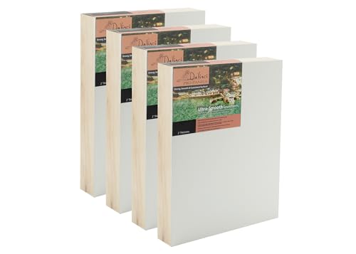 Da Vinci Pro Ultra Smooth Wood Canvas Gesso Board - 2" Deep, 10x10 Pack of 4 White Acrylic Polymer Gesso Panels for Painting Fine Portraits and Ultra Fine Detail Illustrations and Artwork - size: 10x10"