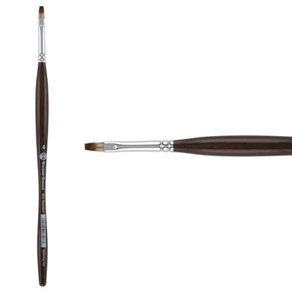 Borciani e Bonazzi Unico Synthetic Mongoose Artist Paint Brush - Series 801 Flat - Size #4 - Watercolors, Oil & Acrylic Paint - Handcrafted in Italy, Anti-Roll Design, Ergonomic Medium Handle - size: 4