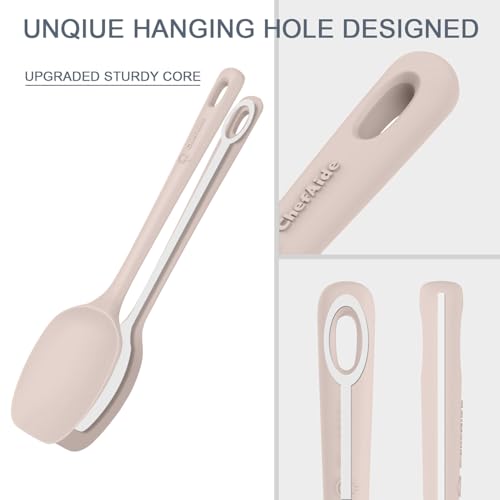 ChefAide 5 Pieces Silicone Spatula Set, Food Grade Rubber Spatula, Upgrade Strong Handle with Ergonomic Grip, Heat Resistant Up to 600°F for Nonstick Cookware, Cooking - color: Beige, size: 5 pieces