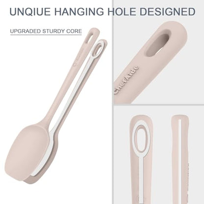 ChefAide 5 Pieces Silicone Spatula Set, Food Grade Rubber Spatula, Upgrade Strong Handle with Ergonomic Grip, Heat Resistant Up to 600°F for Nonstick Cookware, Cooking - color: Beige, size: 5 pieces