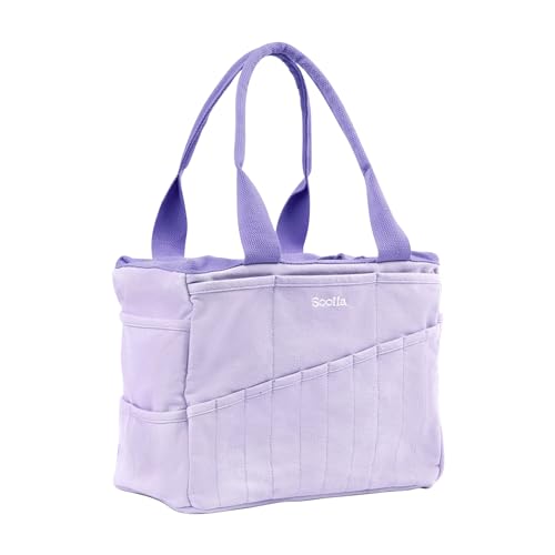 Soolla Studio Bag: Art Supply Storage Organizer & Pottery Tool Bag, Washable Tote, Yarn Bag, Crochet, 30 Pockets, 15+ Colors - color: Lilac Love