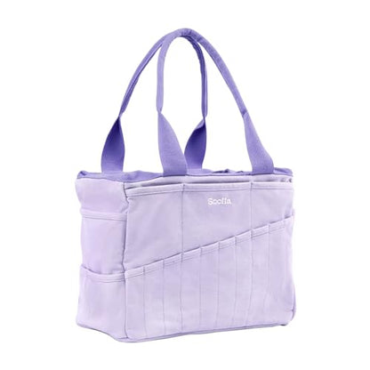 Soolla Studio Bag: Art Supply Storage Organizer & Pottery Tool Bag, Washable Tote, Yarn Bag, Crochet, 30 Pockets, 15+ Colors - color: Lilac Love