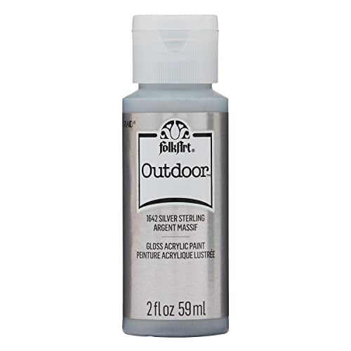 FolkArt Outdoor Acrylic Paint in Assorted Colors (2 Ounce), 1642 Metallic Silver Sterling - color: Metallic Silver Sterling, size: 2 Fl Oz (Pack of 1)