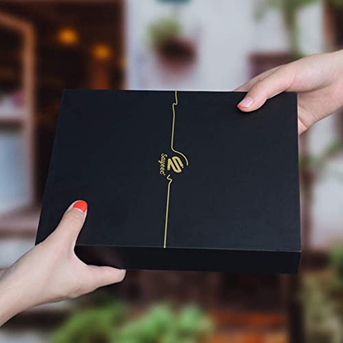 SAYEEC A5 Thick Journal 720 Pages Large Leather Notebook Lined Paper 360 Sheets Writing Notebook with Pen Gift Set Hardcover Diary Black for Taking Notes Business Man Women Gift - color: Black A5 with Text Cover and Pen
