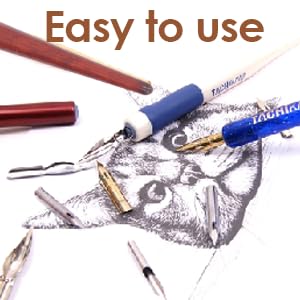 Pssopp 10 Pcs Nib Pen Holder, Dip Pen Set Comic Dip Wooden Pen Nib Holder for Art Painting English Calligraphy (Wood Color) - color: Natural Wood Color