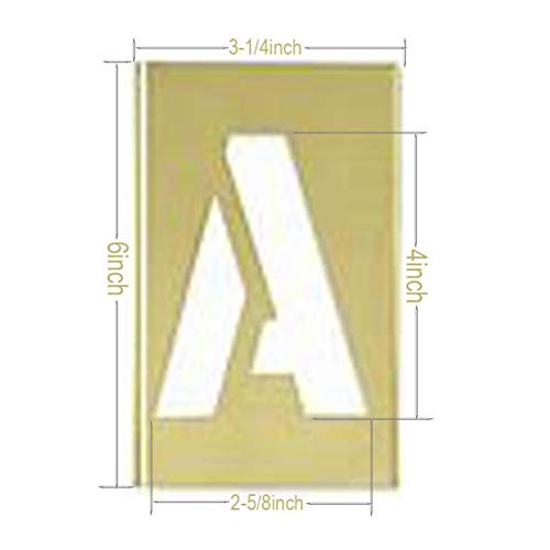 Deezio 4 Inch Brass Interlocking Stencil Set of Numbers and Letters Kit - 46 Piece Set - size: 4inch(46piece)