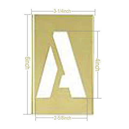 Deezio 4 Inch Brass Interlocking Stencil Set of Numbers and Letters Kit - 46 Piece Set - size: 4inch(46piece)