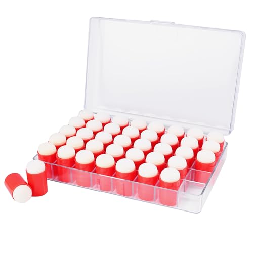 40 Pieces Sponge Daubers with Storage Case - Applicator for Stenciling, Sponging, and Detailed Effects - Fits Over The Finger and Makes Blending Accuracy Easier - color: Red