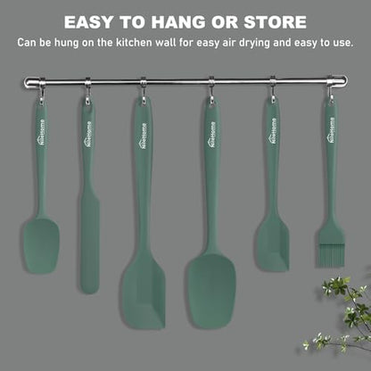 NileHome 6 Pieces Silicone Spatula Set with Silicone Brush,Mixing-Green - color: Green